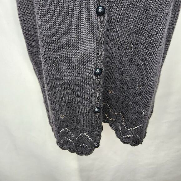 Vintage Capacity 90's Black V Neck Women's Embroidered Flowers Button Front Vest - Picture 9 of 15